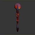 Ornamental Household Decor With Glowing Red Sphere On Intricate Staff Base