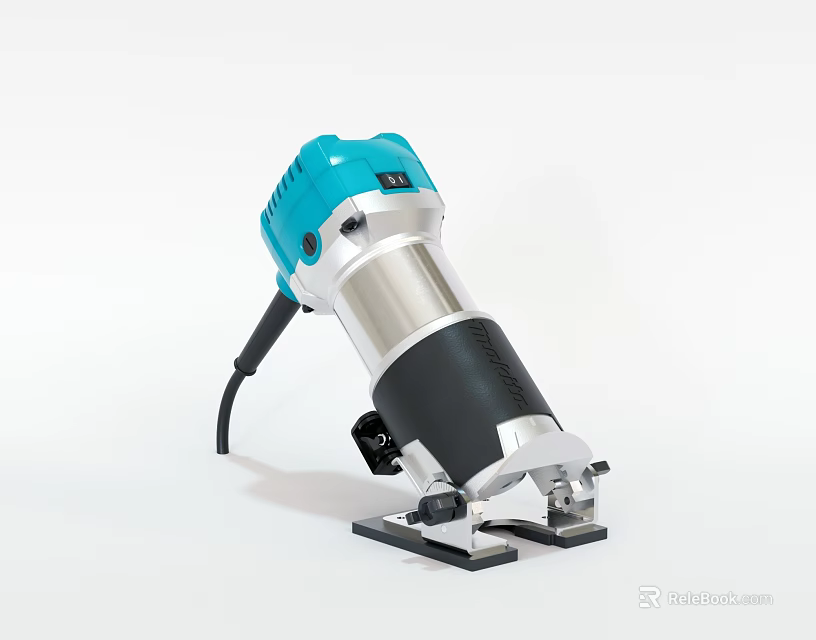 Industrial Electric Sander with Blue Silver Housing and Metal Base Stand 3d model 