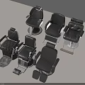 Various Black Leather Salon Barber Chairs With Adjustable Seats And Styles
