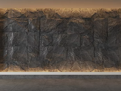 Textured Dark Stone Feature Wall With Light Base And Natural Surface Texture 3d model