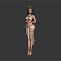 Egyptian Woman Wearing White And Gold Traditional Costume With Golden Headdress And Ornaments
