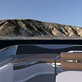 Natural Landscape With Mountain Ranges Coastal Shoreline And Dark Blue Water