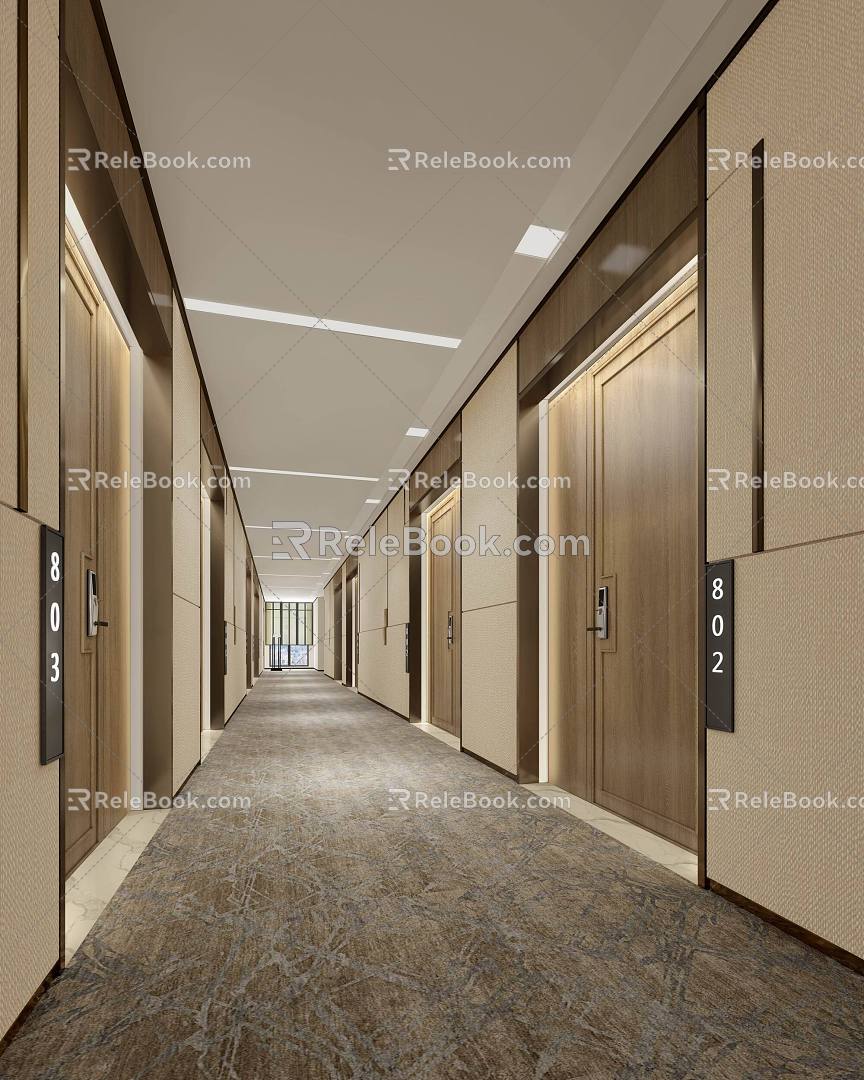 Light Luxury Away Hotel Away Corridor 3d model