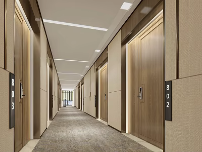 Light Luxury Away Hotel Away Corridor 3d model