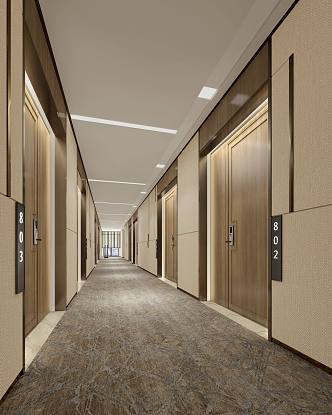 Light Luxury Away Hotel Away Corridor 3d model