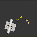 Construction Site Setup With White Pipe Tripod Yellow Bucket Worker And Wooden Planks