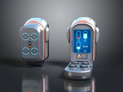 Modern Silver And Orange Equipment With Control Panels Buttons Display Screen And Blue Indicators 3d model