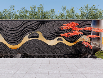 New Chinese Style Landscape Wall Characteristic Landscape Wall 3d model