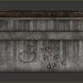Industrial Style Concrete Platform With Grey Top Red Brick And Goal Graffiti On Lower Side