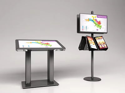 Public Facility Stand Design With Information Display Screens Interactive Maps And Brochure Holders 3d model