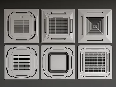 Square Air Conditioner Vents with Various Designs and Different Grille Patterns for Ceiling 3d model