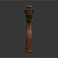 Rustic Handcrafted Wooden Axe With Green Rope Binding And Smooth Handle
