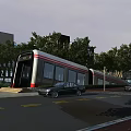 Modern Urban Subway Station Entrance Beside Road With Parked Cars And Lush Green Trees