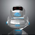 White And Blue Robot With Heart Shaped Eyes And Round Body Design