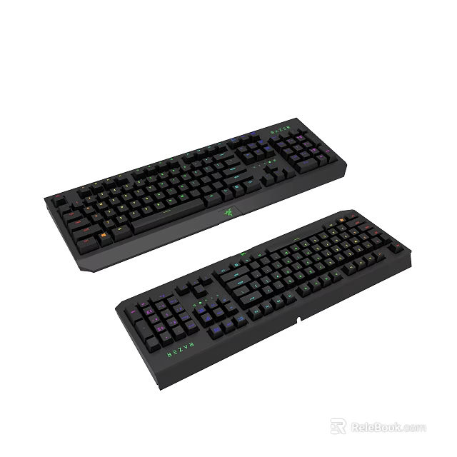 Dual Black Mechanical Keyboards With RGB Backlit Full Size Layout And Ergonomic Design 3d model 