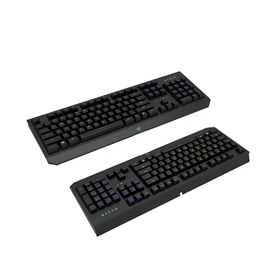 Dual Black Mechanical Keyboards With RGB Backlit Full Size Layout And Ergonomic Design 3d model