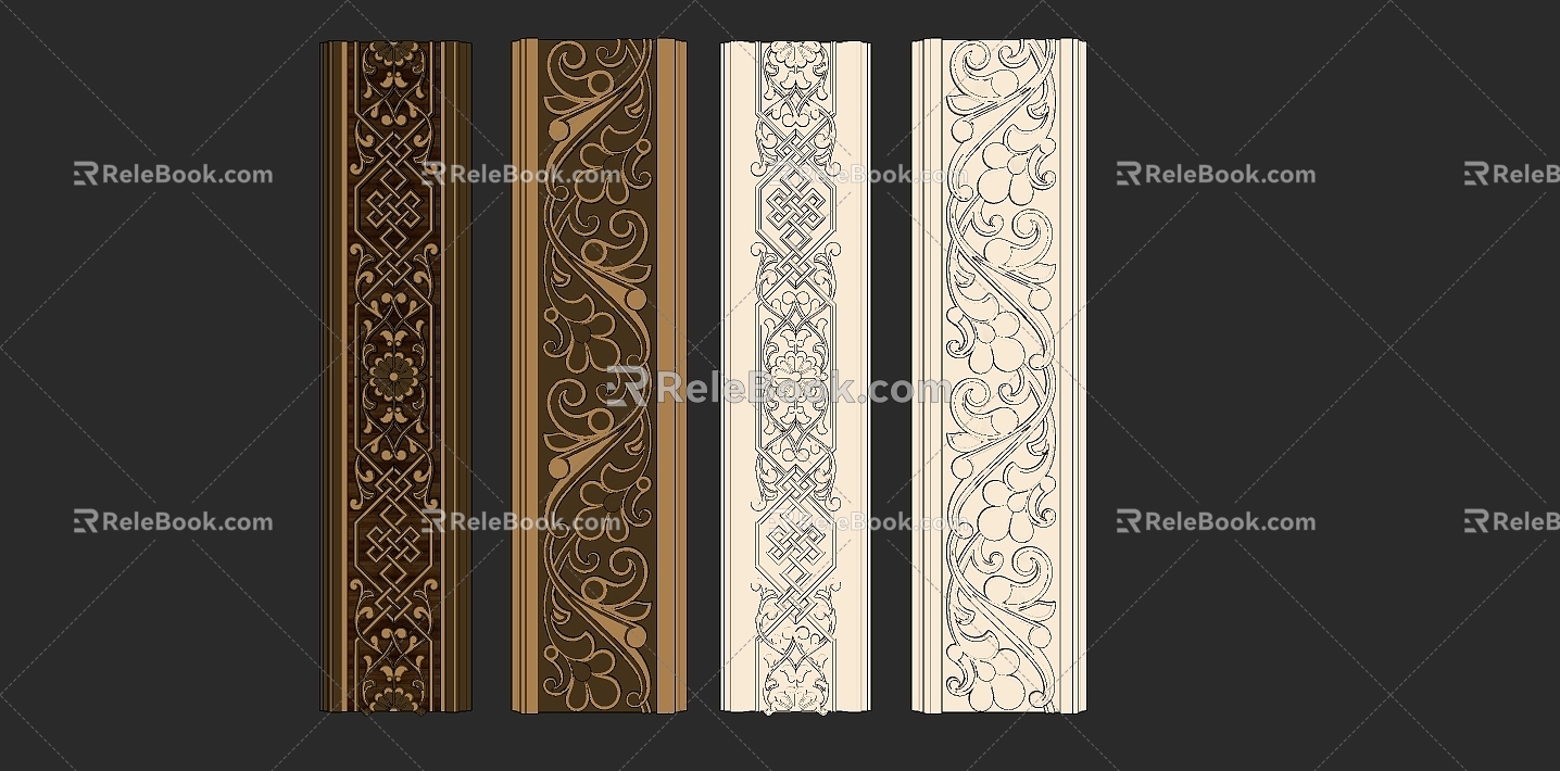 Wood Carving Painting Decorative Line Carved Decorative Line 3d model