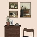 Three Vintage Oil Paintings Floral Still Life Female Figure Wall Decor Cozy Living Room