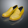 Stylish Yellow Leather Loafers Slip On Style For Comfortable Casual Wear