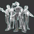 Group Of Game Movie Characters In Armored Suits Holding Weapons Together