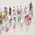 Group of Children and Adult Standing Together With Different Poses And Actions