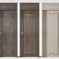 Wooden Hinged Doors With Decorative Patterns And Classic Interior Design Styles 3d model