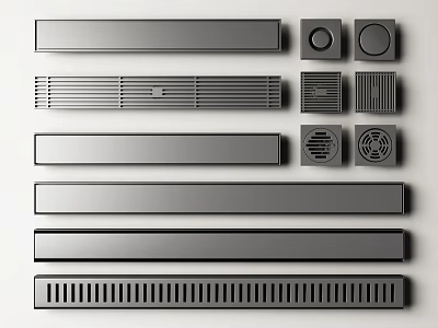 Metal Architectural Components with Various Shapes Perforated Designs and Smooth Textured Surfaces 3d model