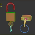 Hardware Tools Orange Padlocks With Keys And Durable Metal Construction Design 3d model