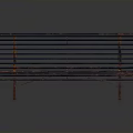 Rustic Industrial Architectural Metal Bench With Weathered Slatted Structure