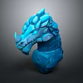 Blue Dragon Head Game Movie Character With Stone Like Texture And 3D Model Design