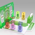 Modern Tobacco And Liquor Store Interior With Green Display Shelves And Colorful Product Racks