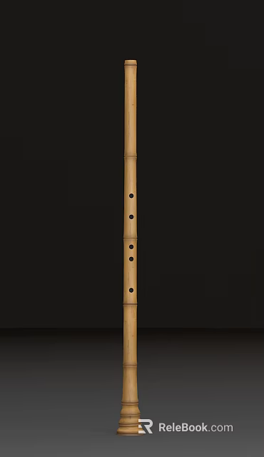 Handcrafted Bamboo Flute Traditional Musical Instrument With Wooden Body And Holes 3d model 