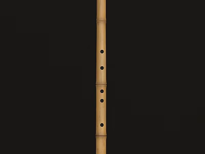 Handcrafted Bamboo Flute Traditional Musical Instrument With Wooden Body And Holes 3d model