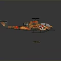 Detailed Colorful Military Helicopter Model With Patterned Body And Small Accessories