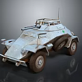 Vintage Military Vehicle With Open Top Machine Gun Green Cross And Off Road Tires