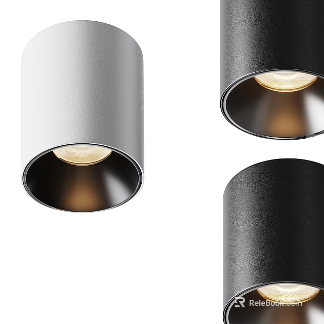 Modern White and Black Downlights and Spotlights with Sleek Design and Warm Illumination 3d model 