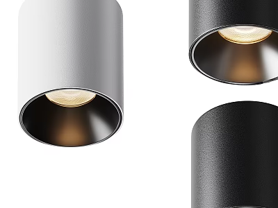 Modern White and Black Downlights and Spotlights with Sleek Design and Warm Illumination 3d model