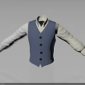 Stylish Blue Vest Paired With White Long Sleeve Shirt For Casual Outfit