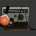Vintage Electronic Radio Receiver With Orange Headphones Dial And Classic Design