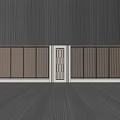 Modern Feature Wall Design With Slatted Panels And Reflective Floor Surface 3d model