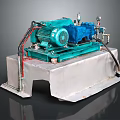 Industrial Blue Green Motor Pump Unit Mounted On Metal Base Structure 3d model