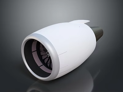 Modern White Aerospace Engine With Turbine Blades For Space Propulsion 3d model