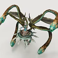 Mythical Fantasy Game and Movie Character With Multiple Tentacles Green Heads Wings and Central Figure