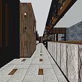 Modern Elevator Hallway With Wooden Walls Stone Flooring And Decorative Panels