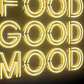 Unique Shaped Wall Lamp With Neon Good Food Mood Letters