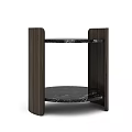 Modern Bedside Table With Dark Wood Frame And Black Marble Shelf 3d model