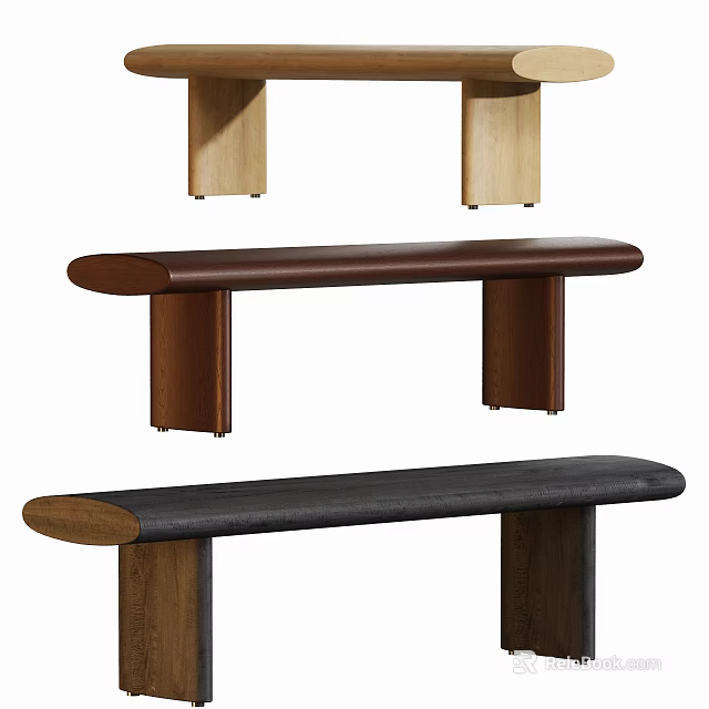 Modern Wooden Stools With Upholstered Seats And Different Design Styles 3d model 