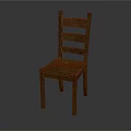 Simple Solid Wooden Chair With Slatted Back And Classic Design For Home Use