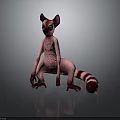 Cute Lemur Sitting On Smooth Surface With Green Eyes Pink Body And Black White Tail