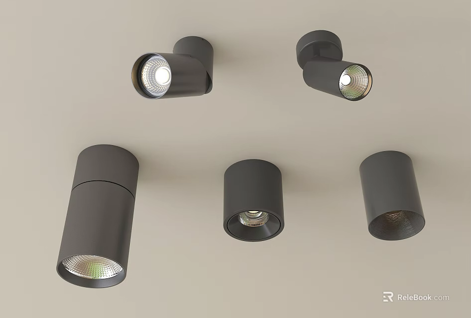 Modern Black Downlights And Spotlights Ceiling Mounted Lighting Fixtures Design 3d model 